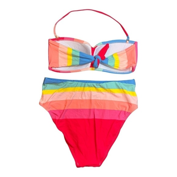 La Blanca Striped Bandeau High Waisted Bikini NWOT - Picture 8 of 9